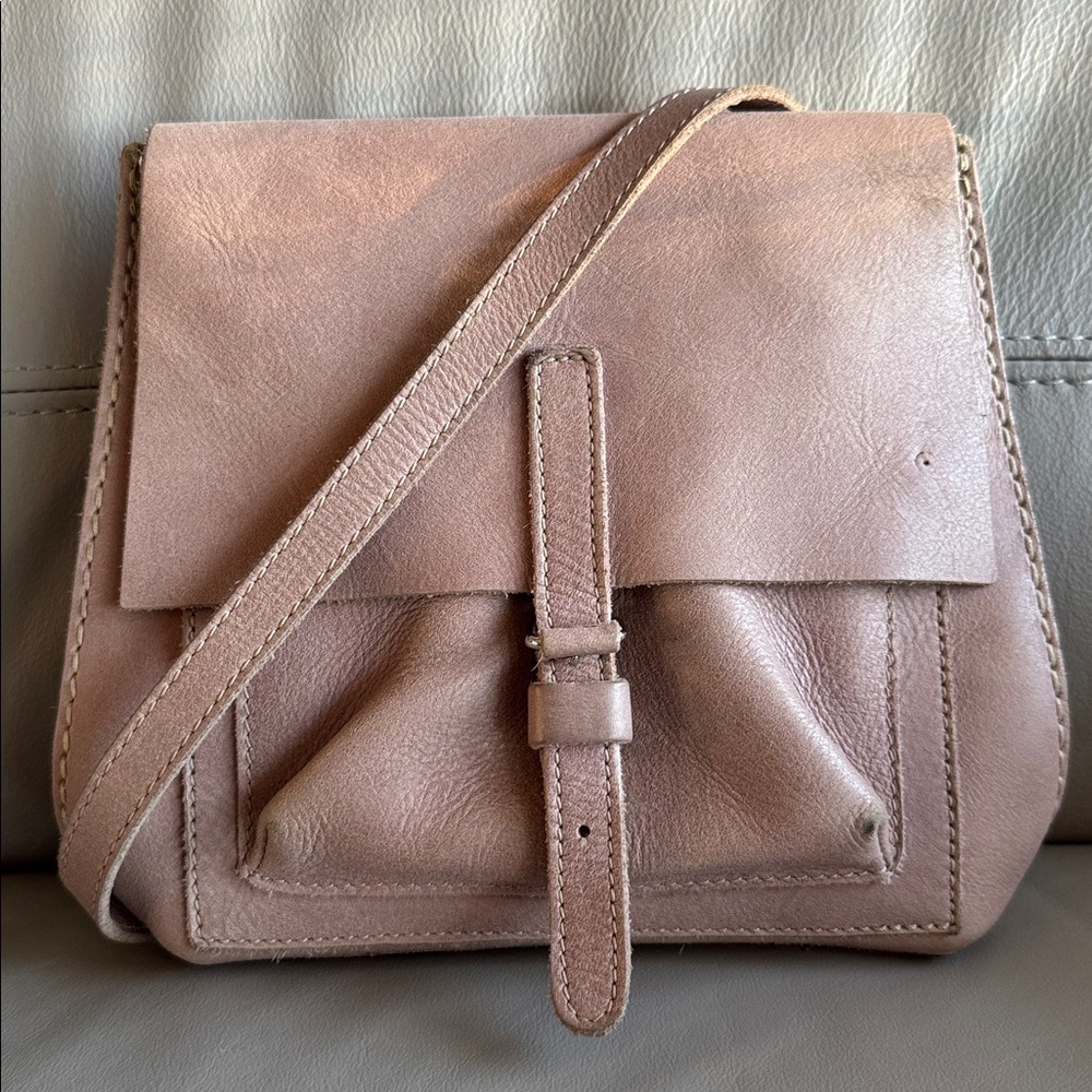 Roots Pink Leather Mini Crossbody Backpack Bag